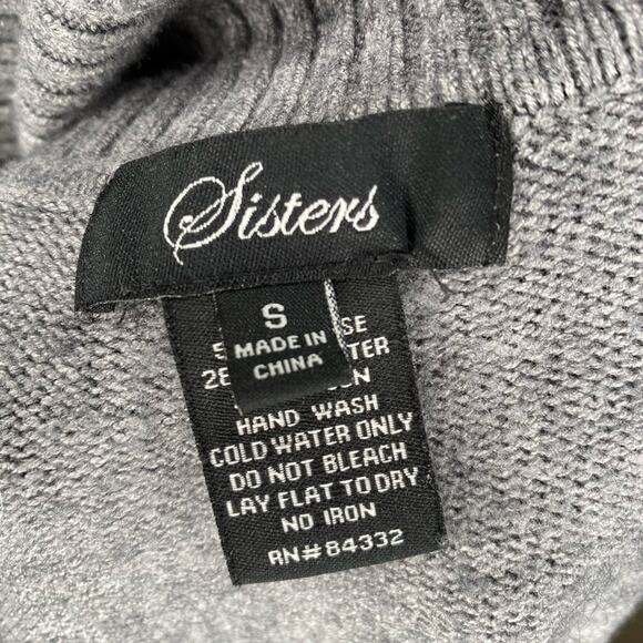Sisters Grey turtle neck poncho dolman cut NWT small - Picture 5 of 6